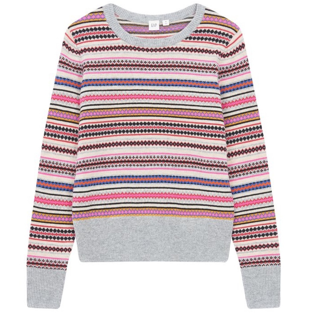 🧡Gap wool/nylon stripped pink & gray sweater, NWT warm Casual Fall Winter Spring